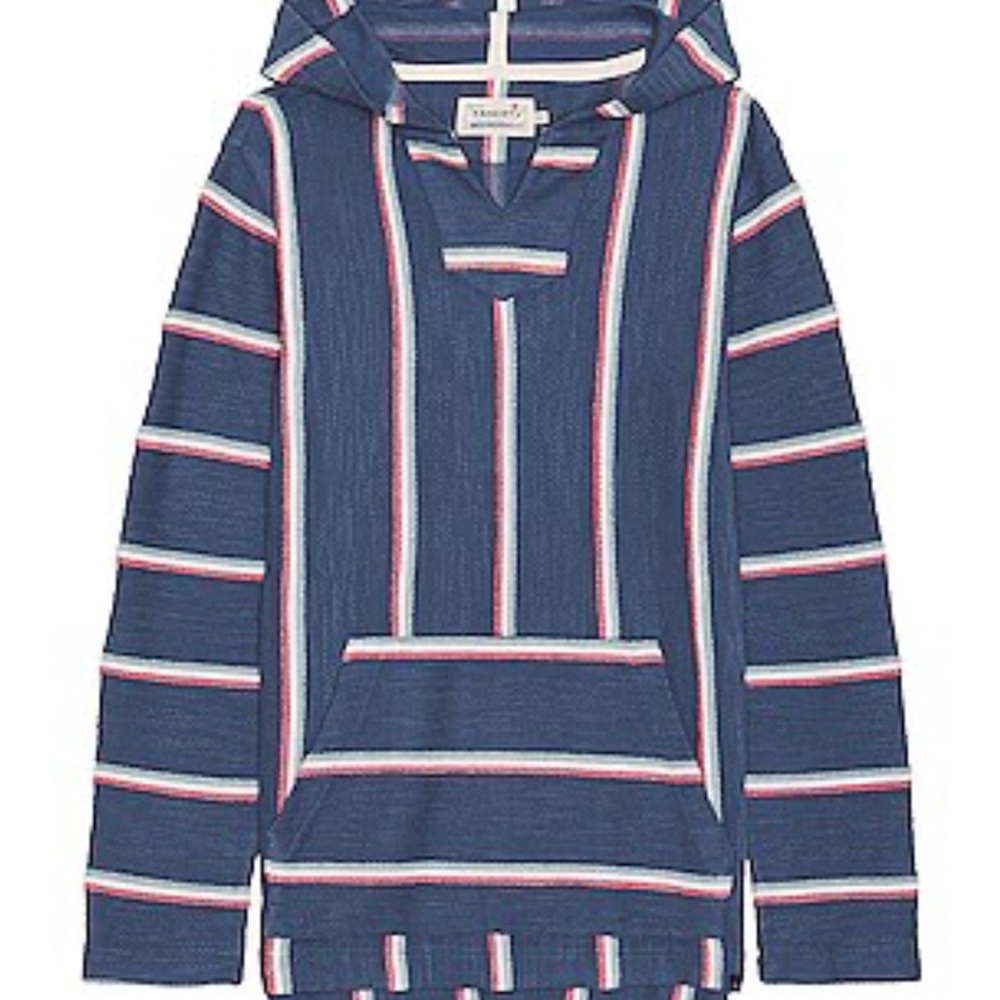 Faherty Blue and White Striped Hoodie